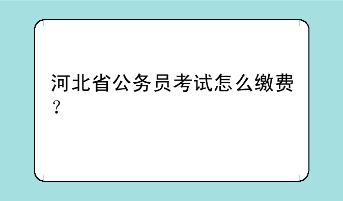 河北省公务员考试怎么缴费？