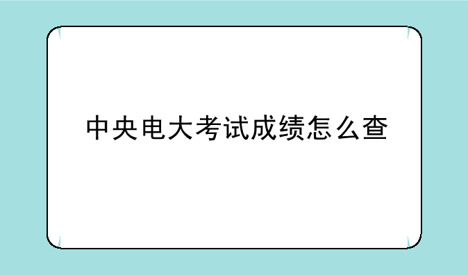 中央电大考试成绩怎么查