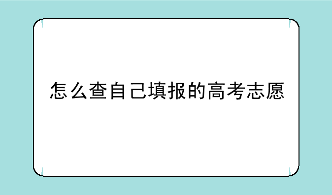 怎么查自己填报的高考志愿