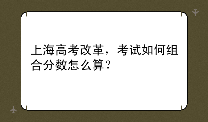 上海高考改革，考试如何组合分数怎么算？
