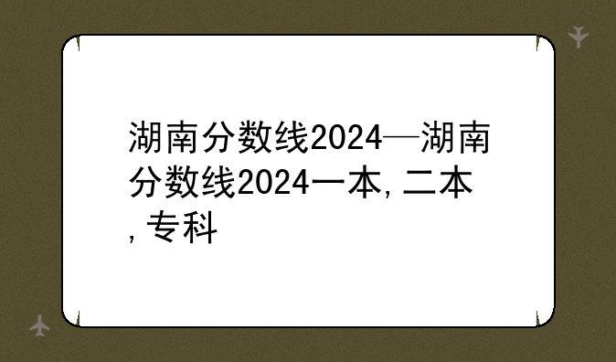 湖南分数线2024—湖南分数线2024一本,二本,专科