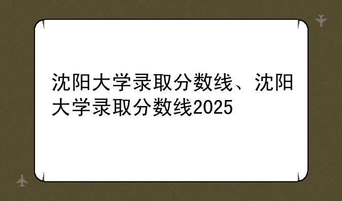 沈阳大学录取分数线、沈阳大学录取分数线2025